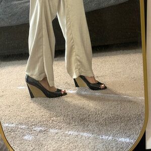 Paris Hilton Black red bottom Wedge Heels